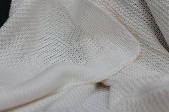 Large Knitted White/Ivory Bamboo Baby Blanket