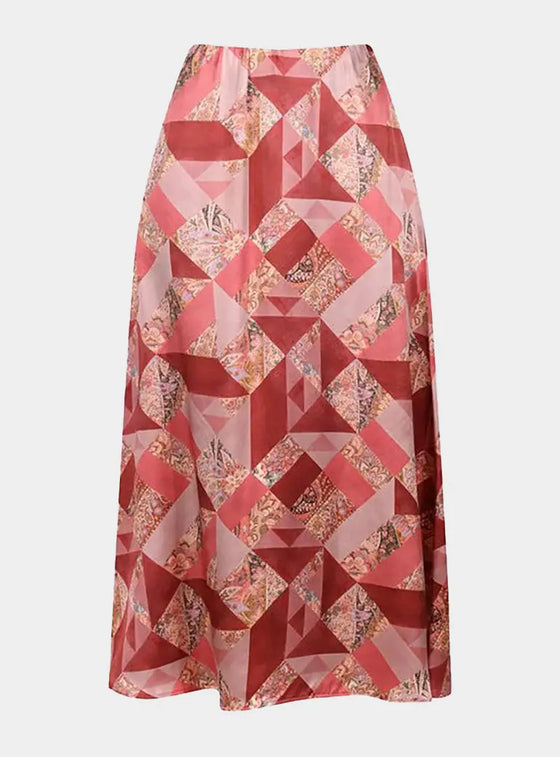 AHB Atelier Women's Liberty Silk Eastern Patchwork Maxi Godet Skirt Coco & Wolf