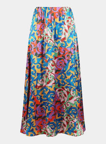  AHB Atelier Women's Liberty Silk Rococo Scrolls Maxi Godet Skirt Coco & Wolf