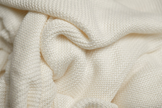 Large Knitted White/Ivory Bamboo Baby Blanket