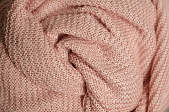 Large Blush Pink Knitted Bamboo Blanket