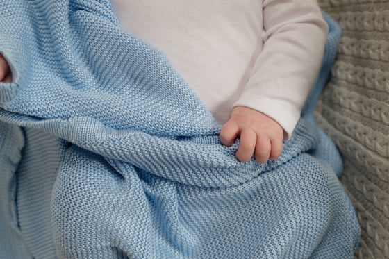 Organic Baby Blue Cot Bed Bamboo Blanket