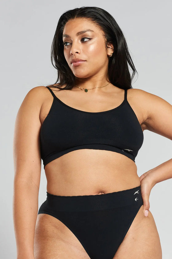 Acacia Seamless Stretch-Bamboo Bralette - Volcanic Black Peachaus