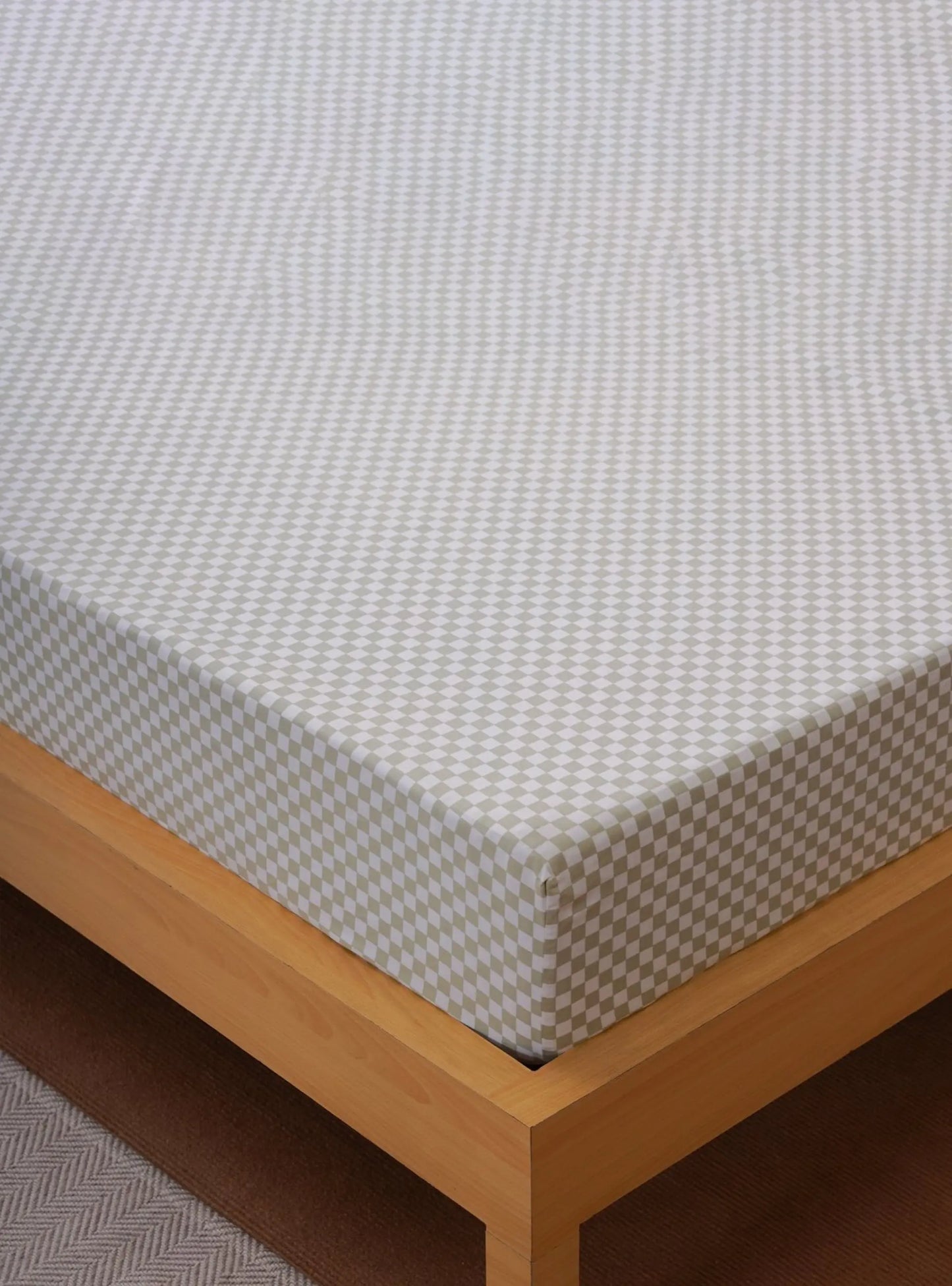 Ackly Bamboo - Sage Checkerboard Fitted Sheet Sheet Story