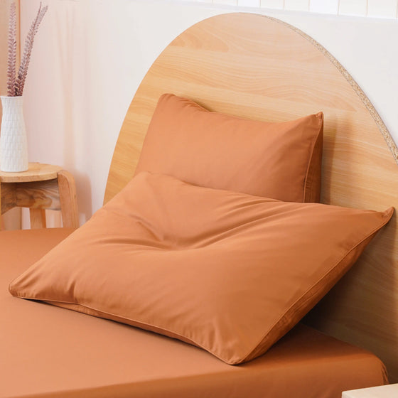 Ackly Bamboo - Terracotta Pillowcases Pair Sheet Story