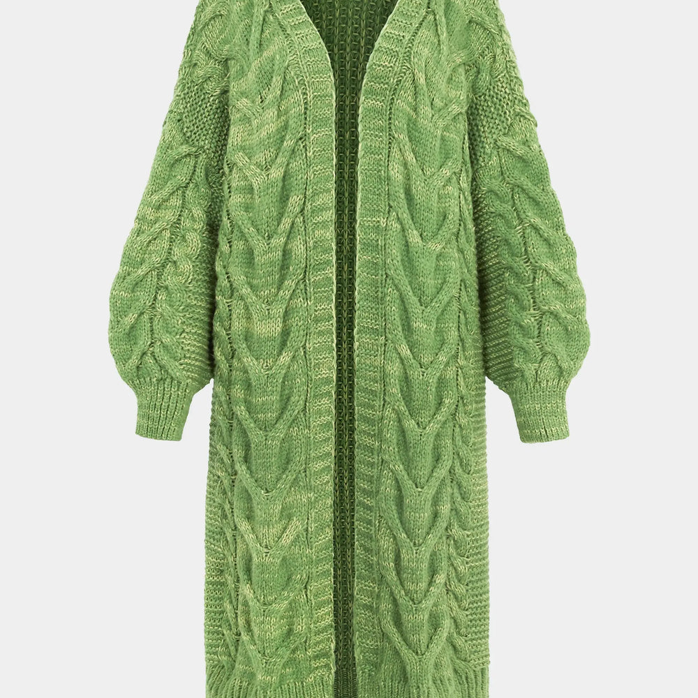 Alex Cable Longline Balloon Sleeve Cardigan - Green Cara & The Sky