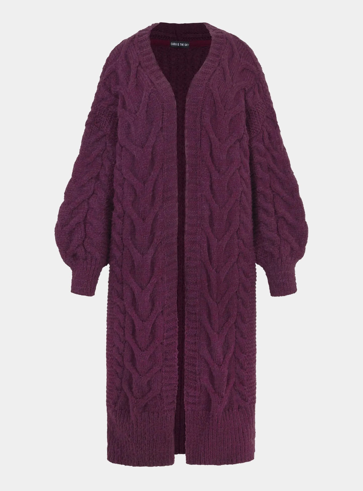 Alex Cable Oversized Balloon Sleeve Maxi Cardigan - Burgundy Cara & The Sky