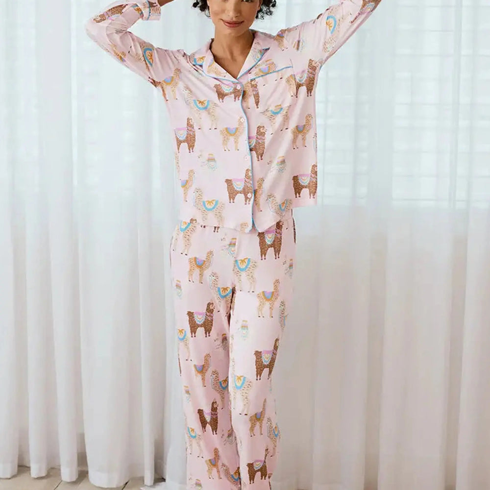 Alpaca Print Women's Long Pyjama Set Chelsea Peers