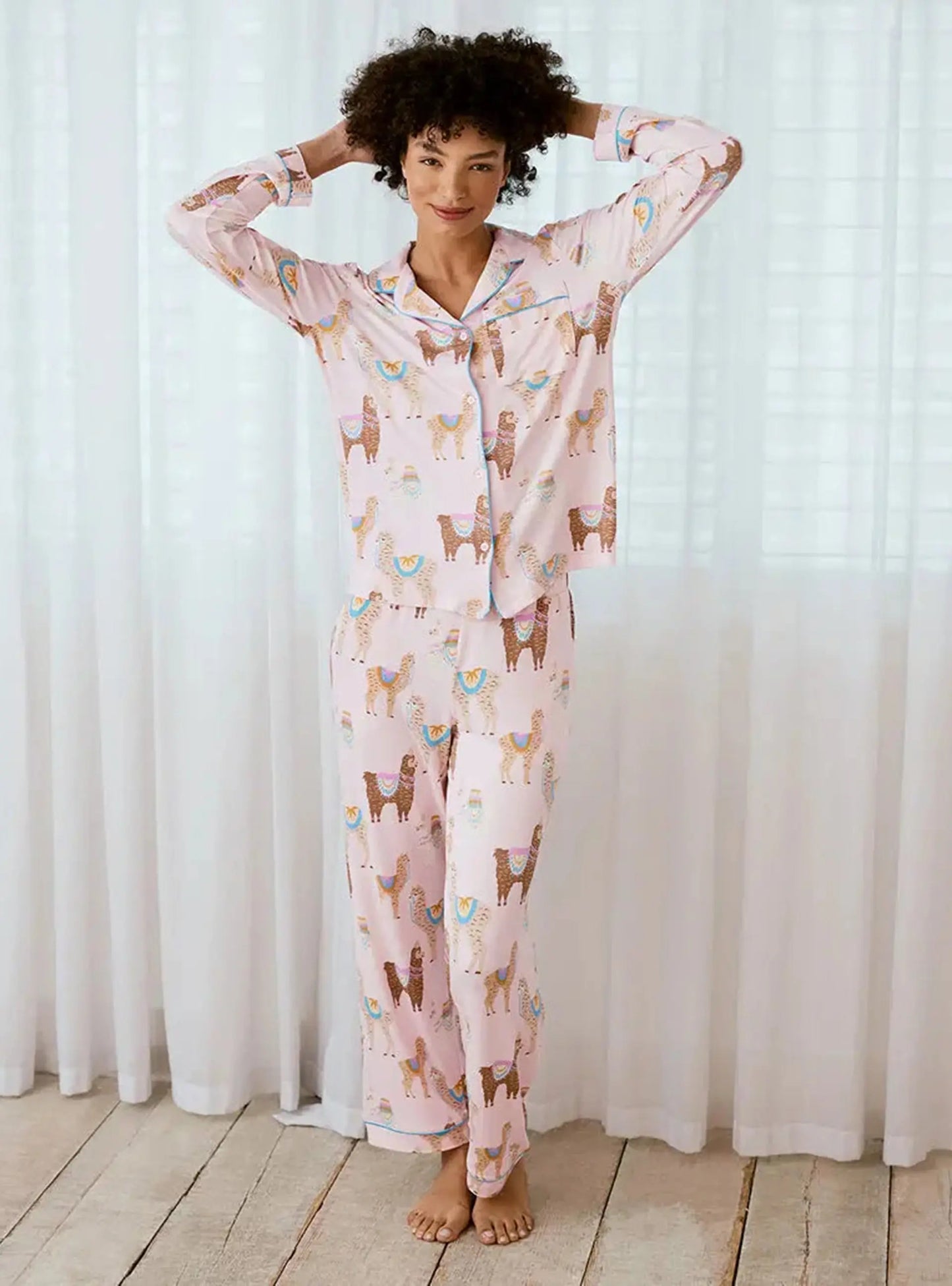 Alpaca Print Women's Long Pyjama Set Chelsea Peers