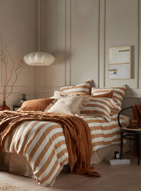 Amber Cora Stripe 100% Linen Bed Linen The Secret Linen Store