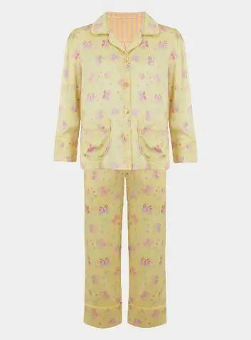 Amelie Lemonade Butterfly Girls Silk Pyjama Set Sleepy Wilson