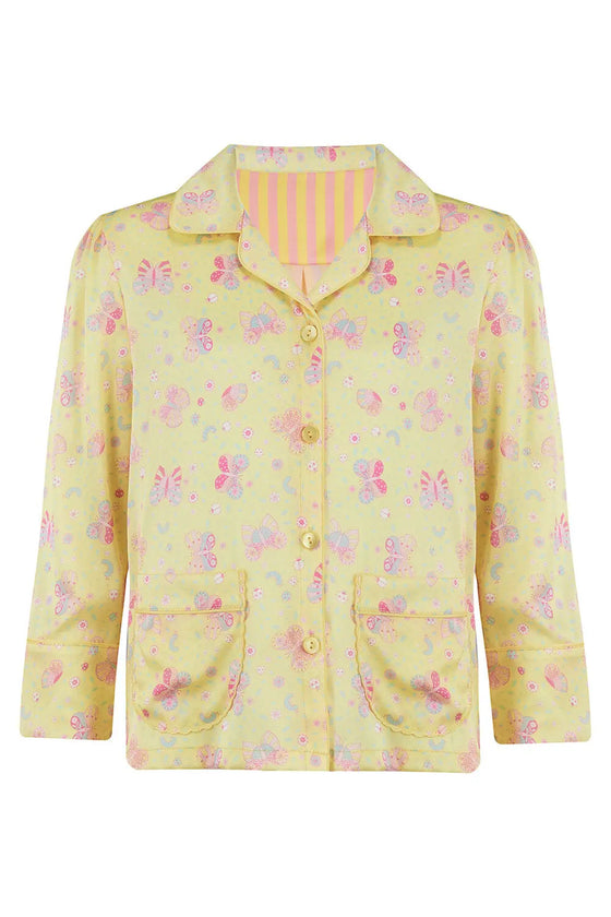 Amelie Lemonade Butterfly Girls Silk Pyjama Set Sleepy Wilson