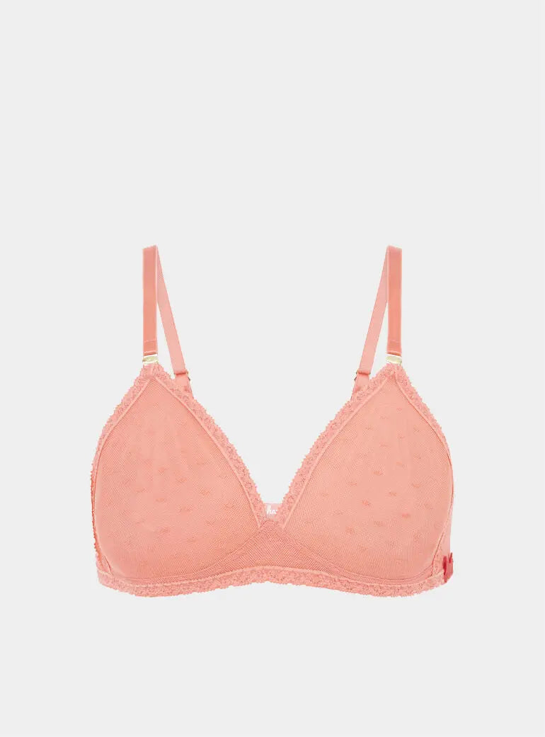 Anthelia Recycled-Tulle Soft Bralette - Canyon Peach Peachaus