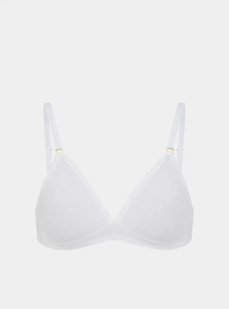 Anthelia Recycled-Tulle Soft Bralette - Glacier White Peachaus