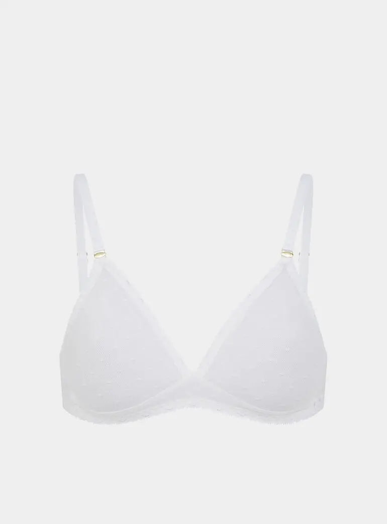 Anthelia Recycled-Tulle Soft Bralette - Glacier White Peachaus