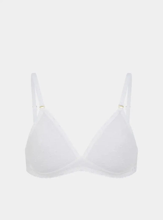 Anthelia Recycled-Tulle Soft Bralette - Glacier White Peachaus