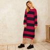 Antonia Chunky Stripe Midi Dress - Navy Cara & The Sky