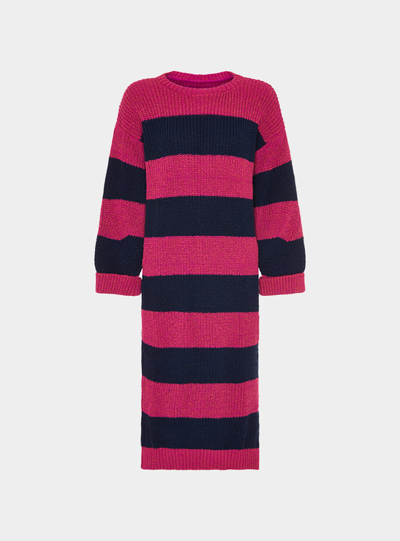 Antonia Chunky Stripe Midi Dress - Navy