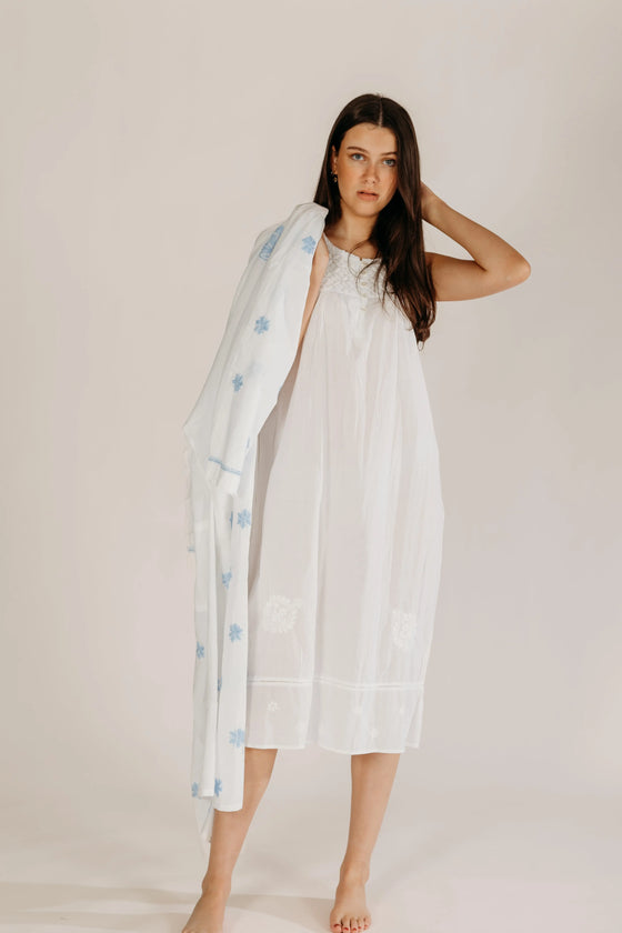 Anushka Blue Embroidered Robe Naree Clothing