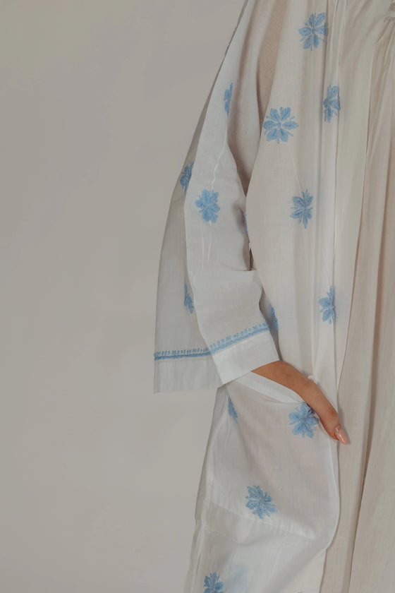 Anushka Blue Embroidered Robe Naree Clothing