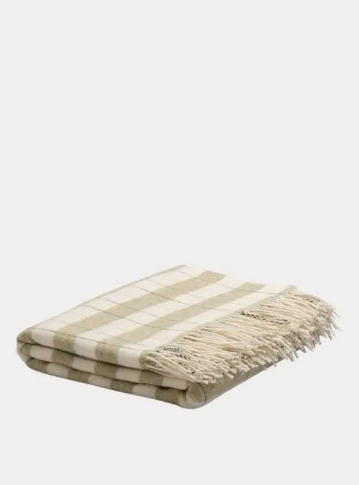 Apple Checked Stripe Wool Blanket Piglet