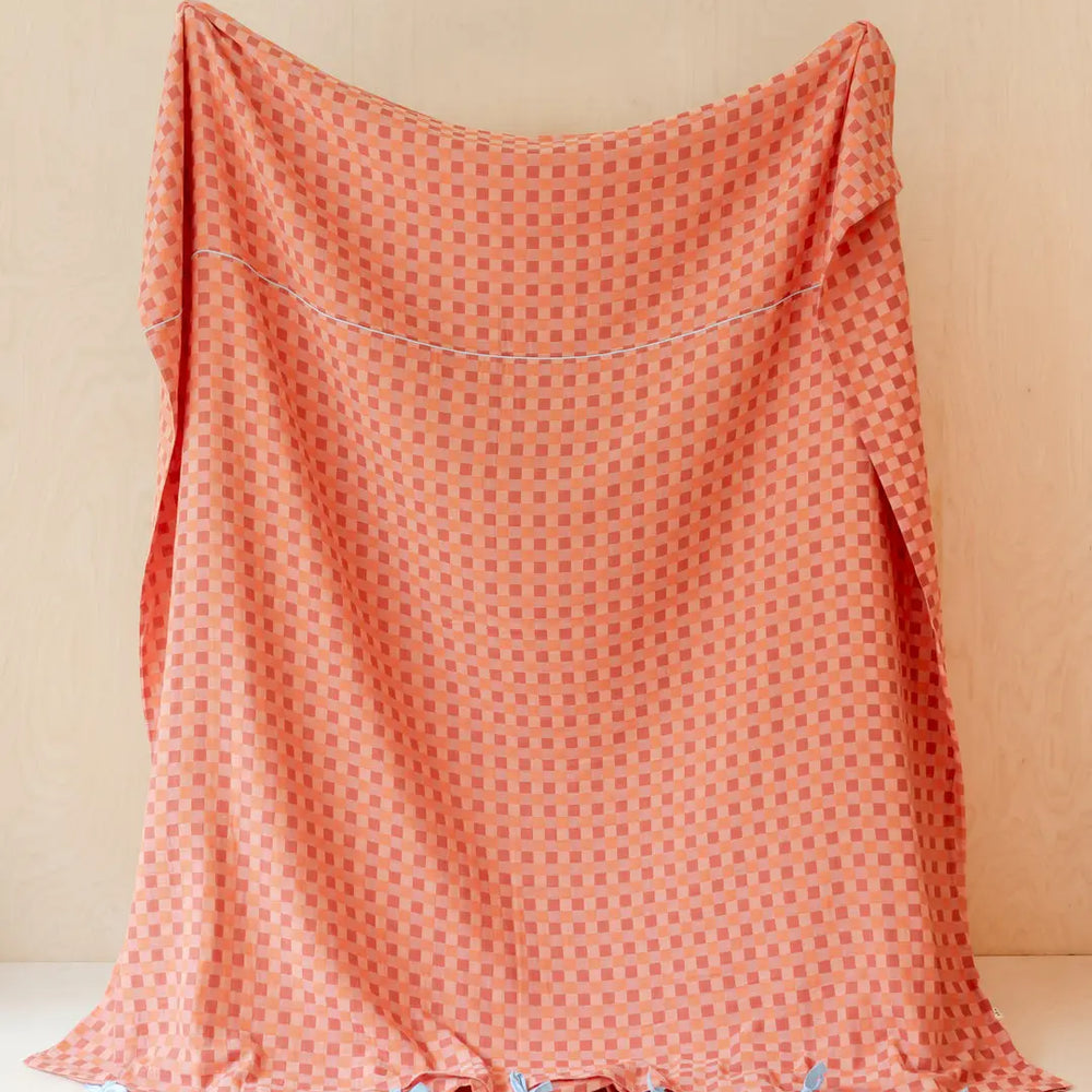 Apricot Checkerboard Cotton Duvet Cover TartanBlanketCo