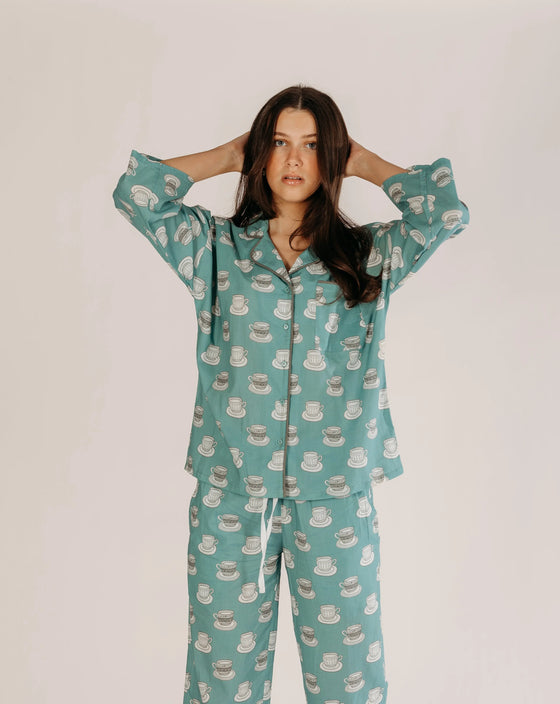 Aqua Chai Print Pyjamas Naree Clothing