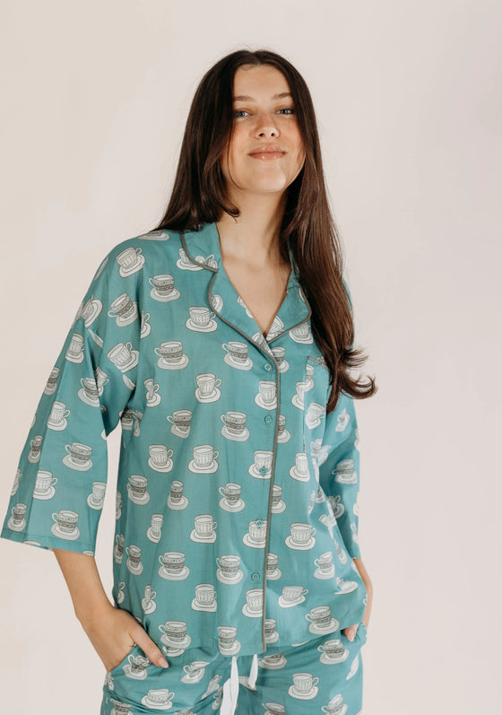 Aqua Chai Print Pyjamas Naree Clothing