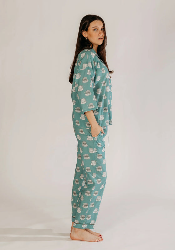 Aqua Chai Print Pyjamas Naree Clothing