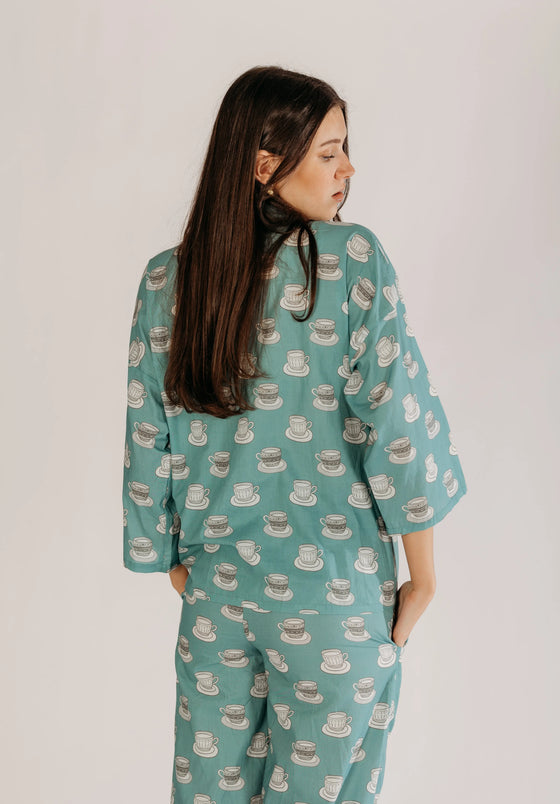 Aqua Chai Print Pyjamas Naree Clothing