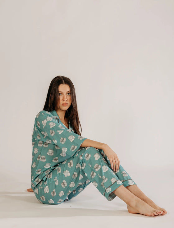 Aqua Chai Print Pyjamas Naree Clothing