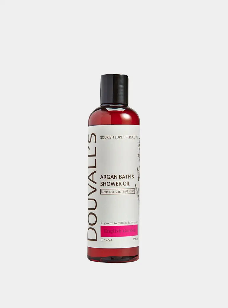 Argan Bath and Shower Oil 240ml - English Garden | Luxurious and Nourishing Body Cleanser Douvalls Beauty