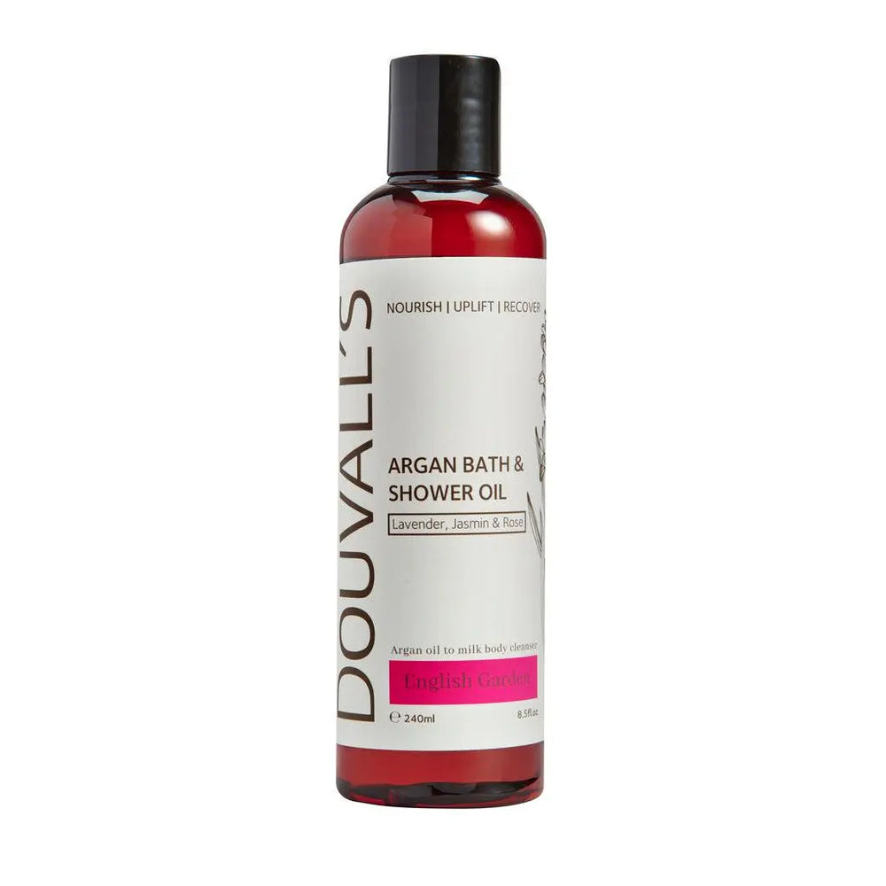 Argan Bath and Shower Oil 240ml - English Garden | Luxurious and Nourishing Body Cleanser Douvalls Beauty