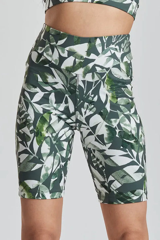 Arran Performance Cycle Shorts - Leaf Print Peachaus