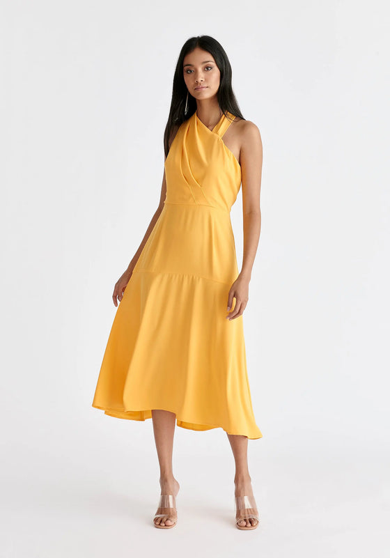 Asymmetric Neck Midi Dress Paisie