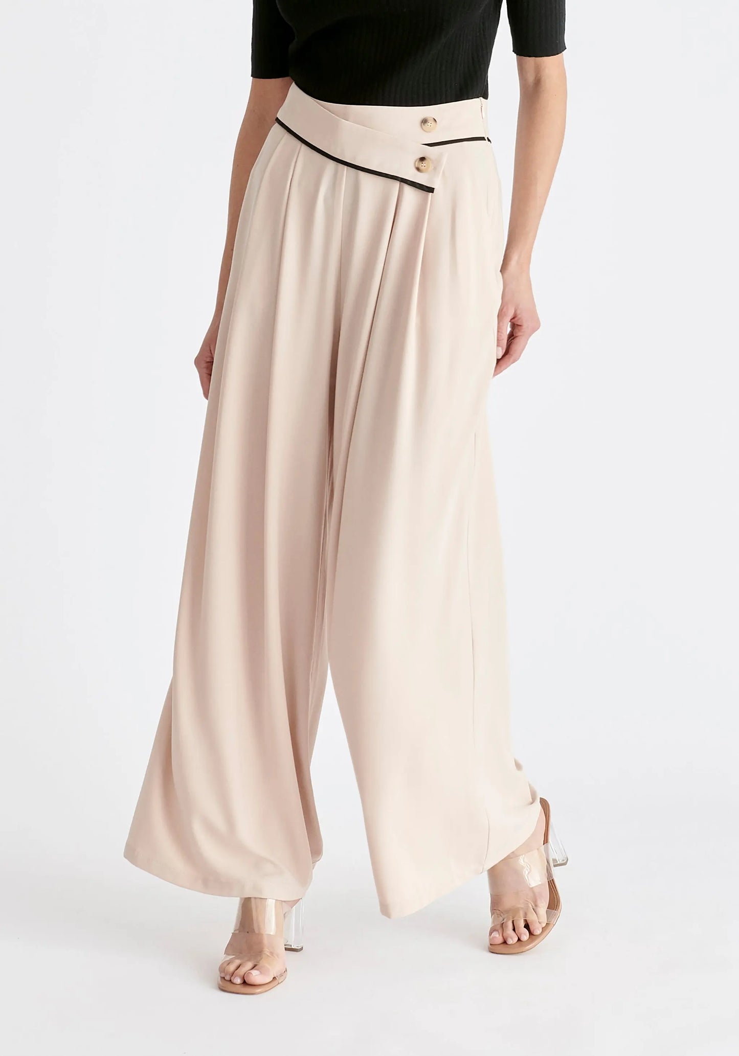 Asymmetric Waistband Trousers Paisie