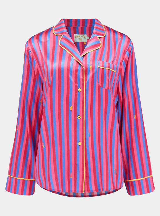 Aurelie Crimson Stripe Silk Shirt Sleepy Wilson