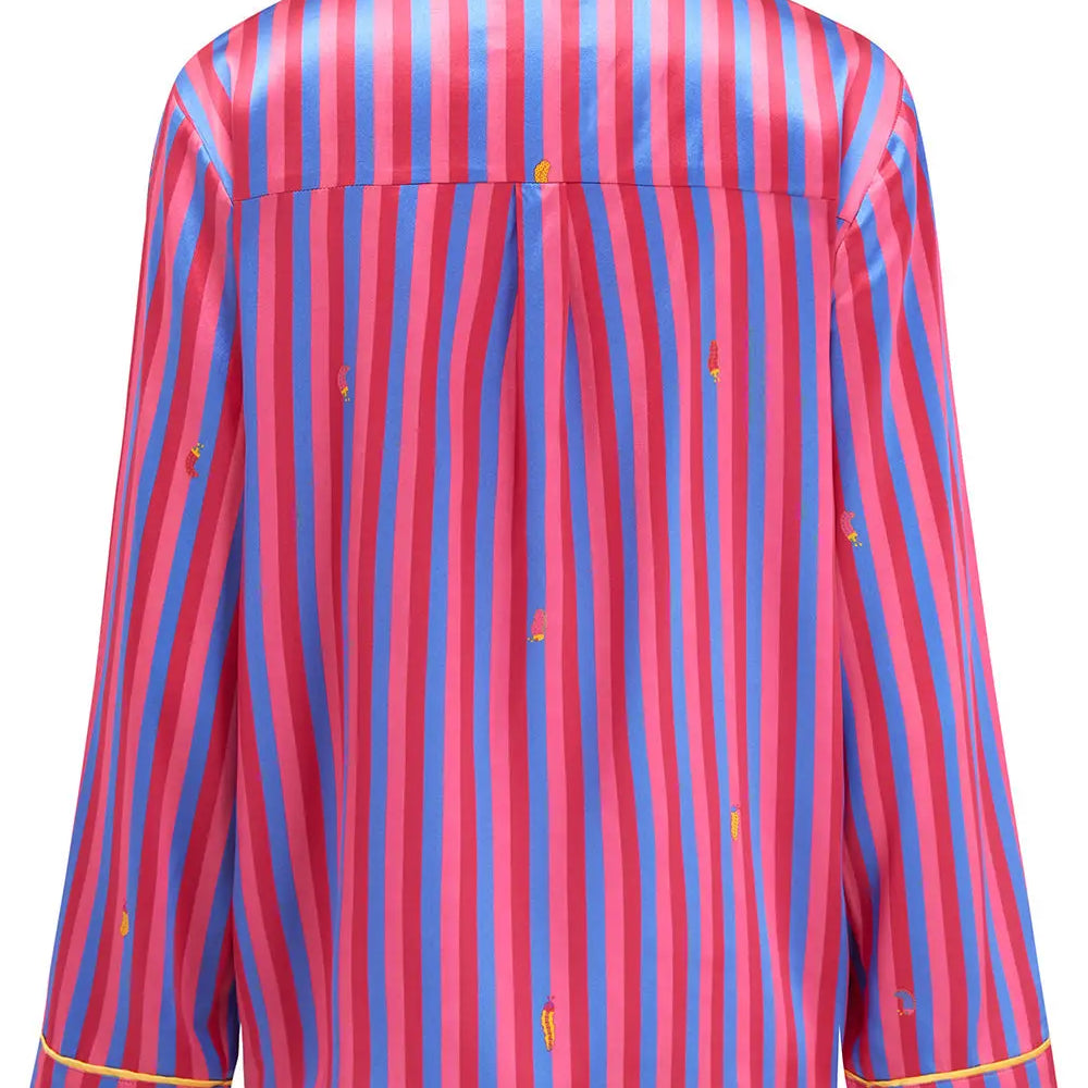 Aurelie Crimson Stripe Silk Shirt Sleepy Wilson