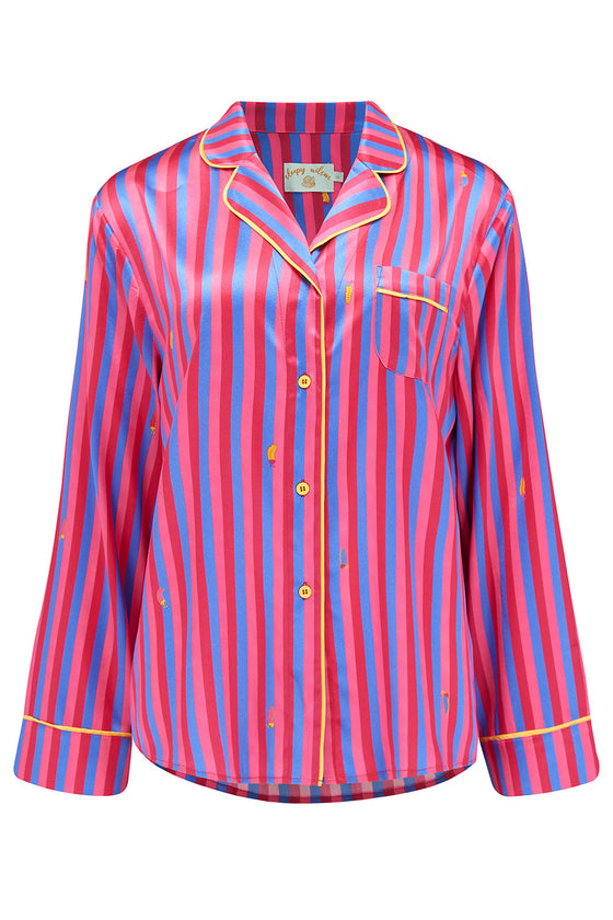 Aurelie Crimson Stripe Silk Shirt