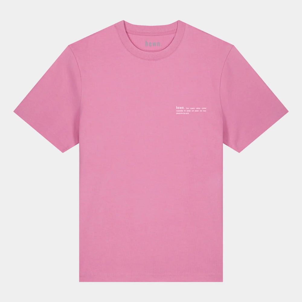 Azalea Pink Mens Organic Cotton Relaxed-Fit T-Shirt hewn.