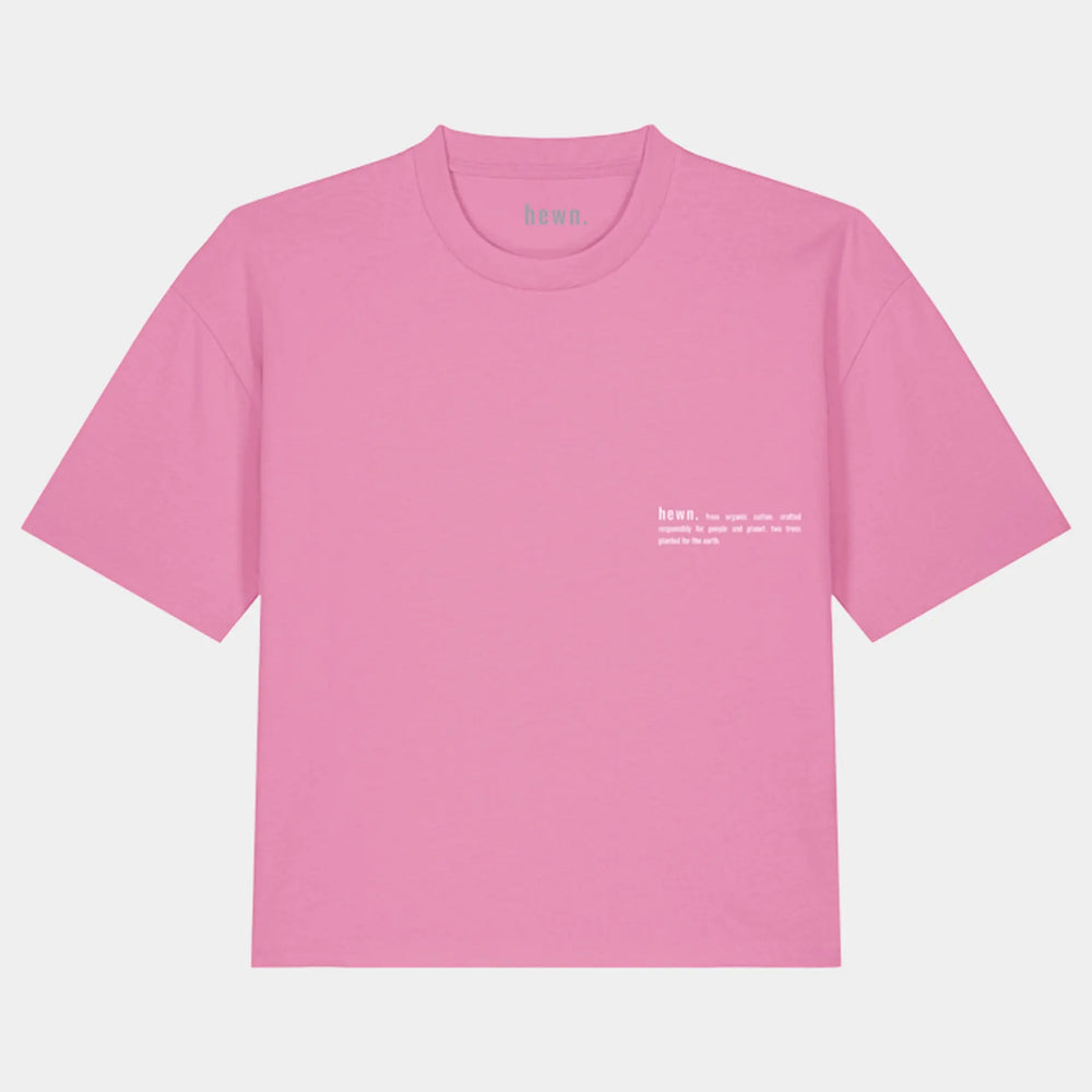 Azalea Pink Womens Organic Cotton Boxy T-Shirt hewn.