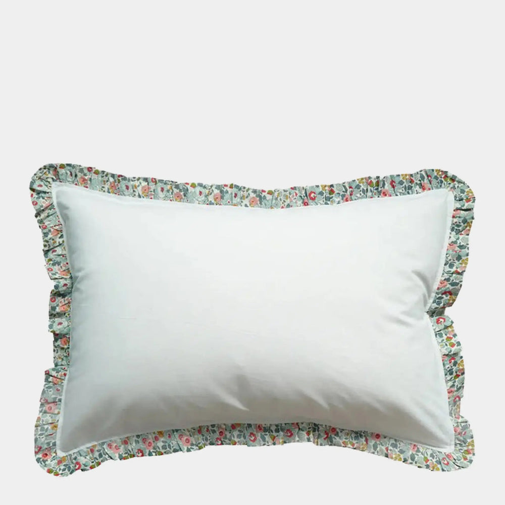 BETSY GREY Liberty Gathered Edge Pillowcase in White Coco & Wolf