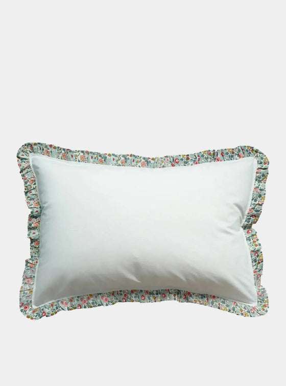 BETSY GREY Liberty Gathered Edge Pillowcase in White Coco & Wolf