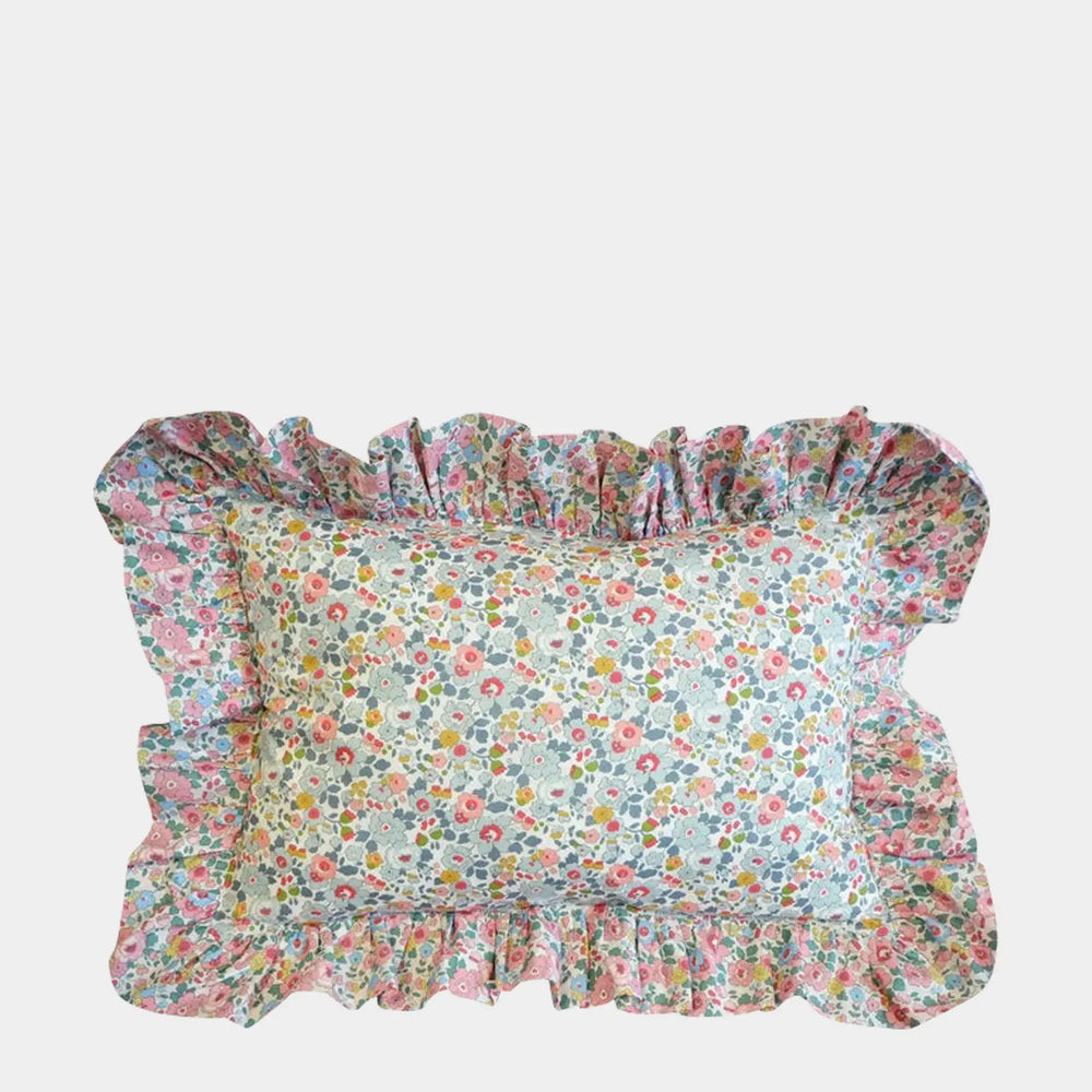 BETSY GREY & BETSY CANDY FLOSS Liberty Oblong Ruffle Cushion Coco & Wolf