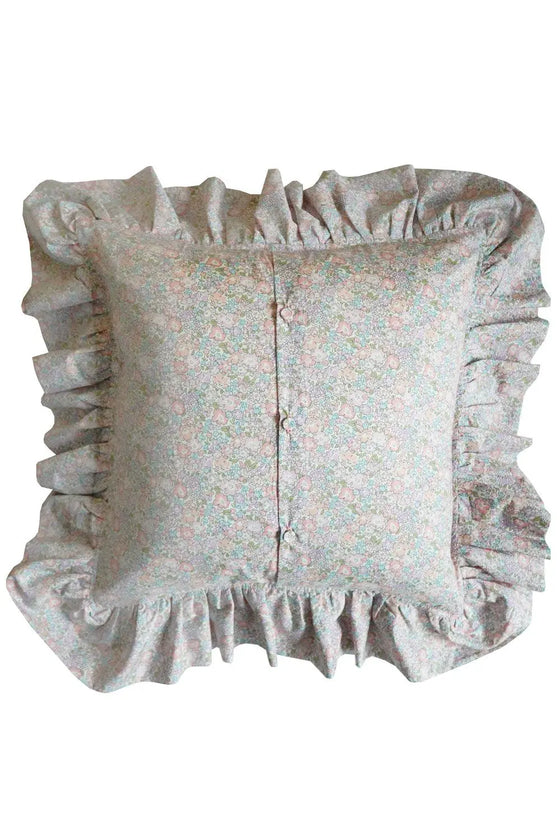 BETSY SAGE & FLORAL EVE Liberty Embroidered Ruffle Cushion Coco & Wolf