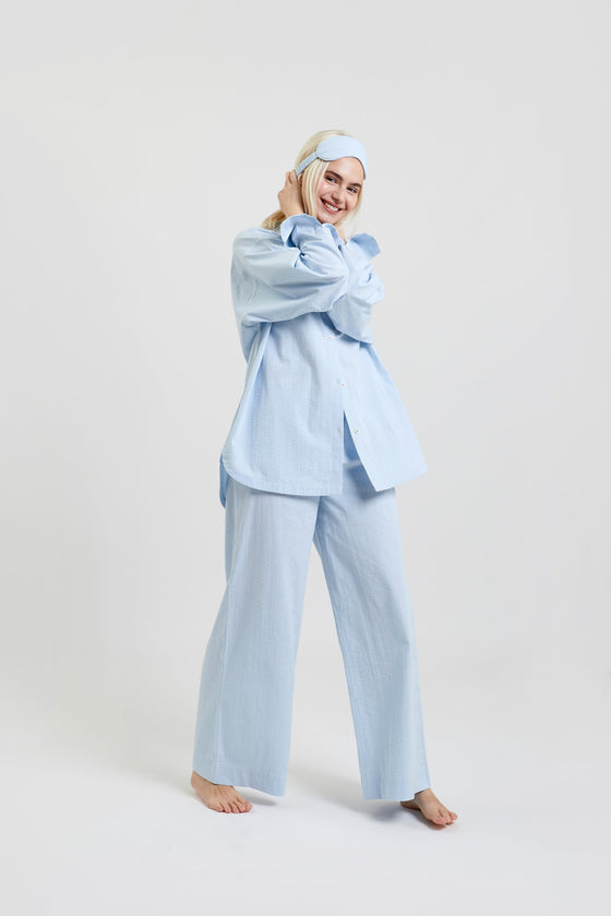 Chicory Striped Woven-Cotton Pyjama Trousers - Blue Stripe