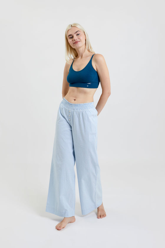 Chicory Striped Woven-Cotton Pyjama Trousers - Blue Stripe