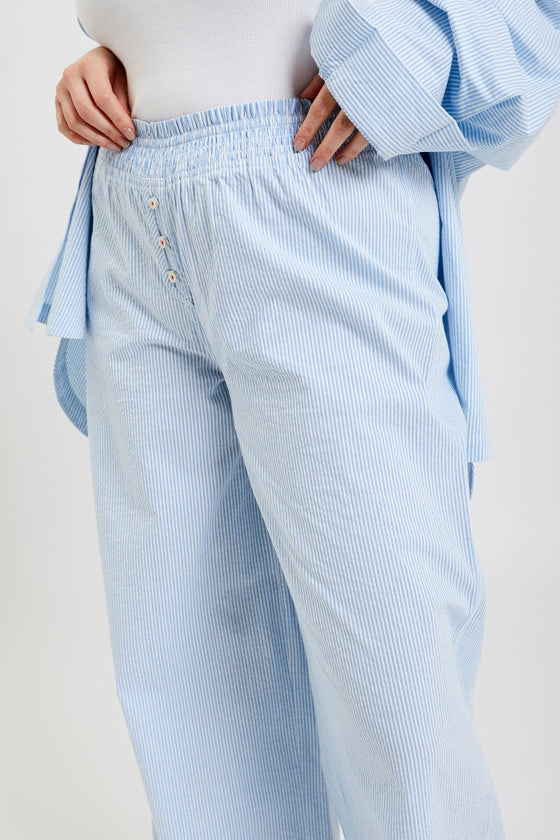 Chicory Striped Woven-Cotton Pyjama Trousers - Blue Stripe