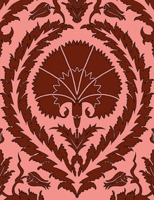  Wallpaper Acanthus and Wreath Red on Pink - £37.50 per Sq Metre