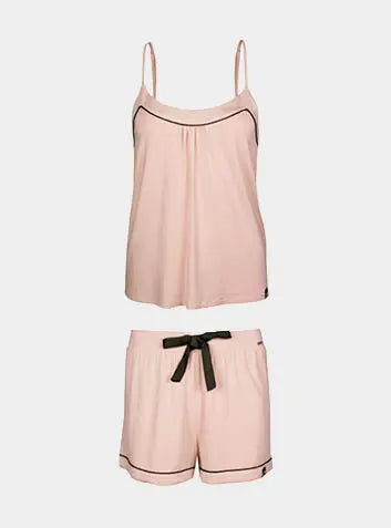 Bamboo Cami Short Pyjama Set in Pink Pretty You London